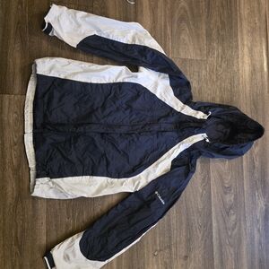 Columbia Womans Navy and White Hooded Windbreaker Jacket